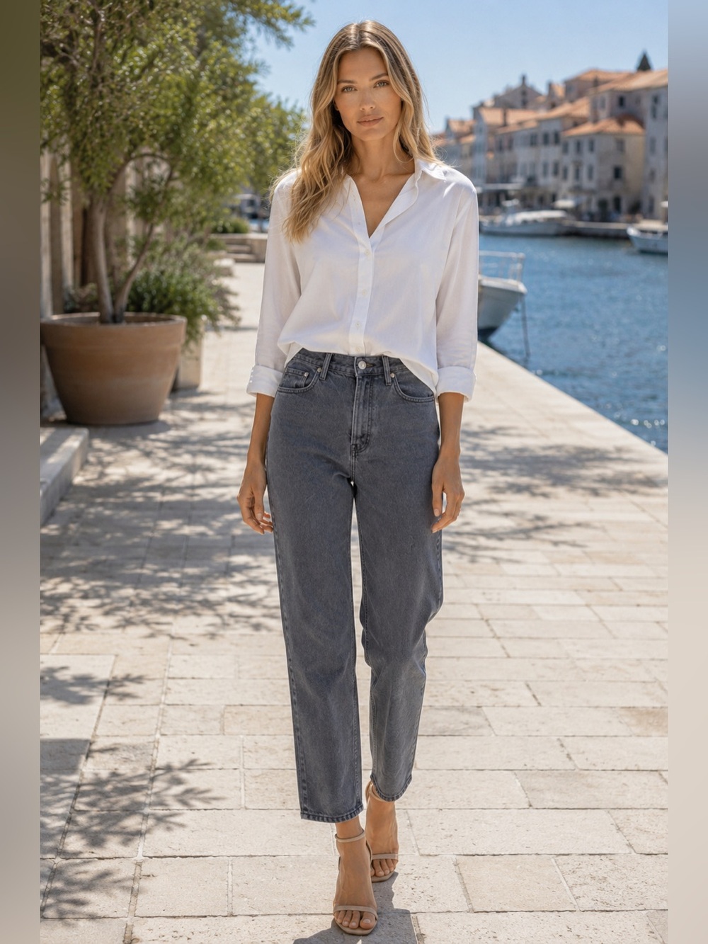 Everlane Gray High-Rise Straight Jeans